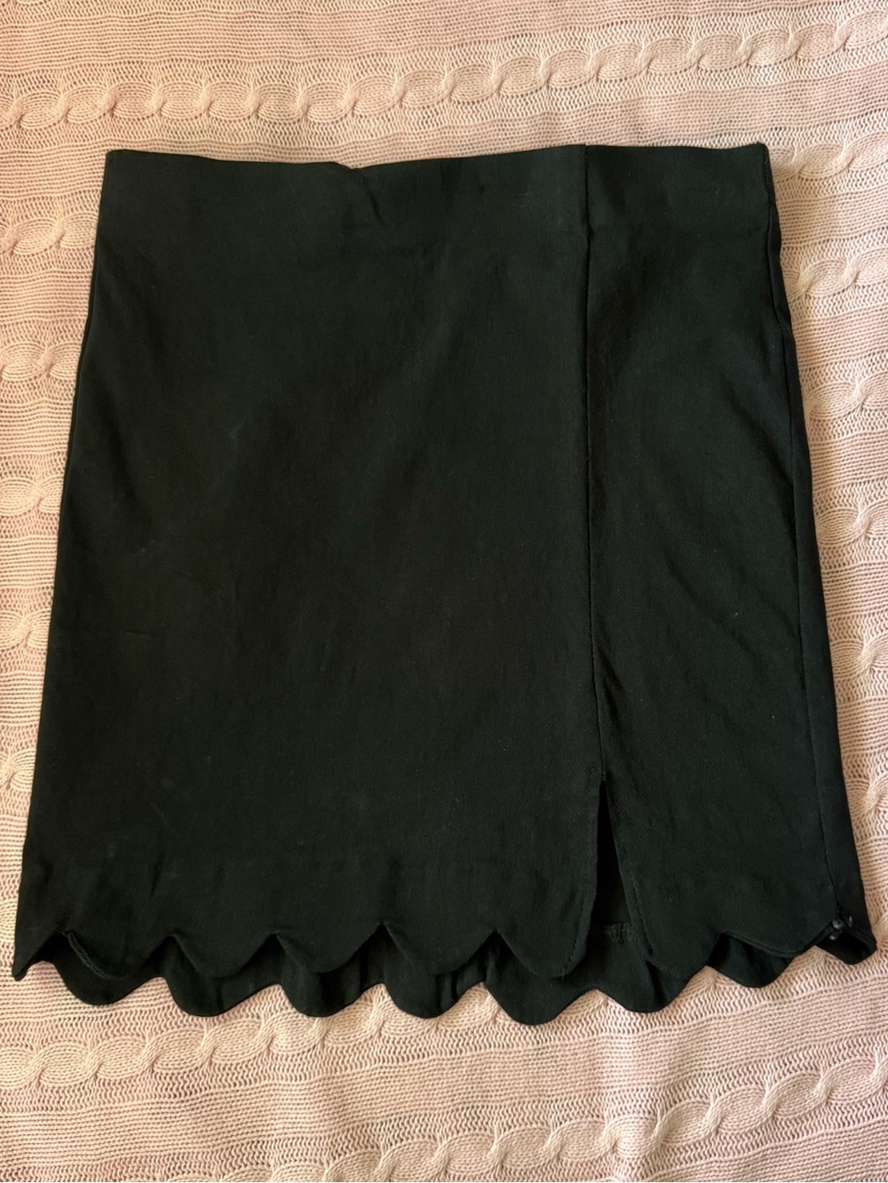 iris Black Scalloped denim Mini Skirt with Front Slit